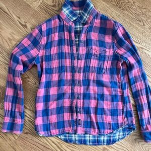 Faherty brand reversible summer weight reversible plaid shirt